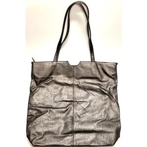 Wilson's Leather Metallic Gray Large Tote Bag W/ 7 Pockets
